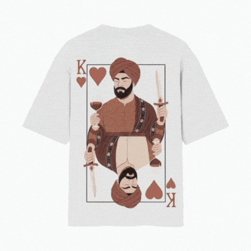 King Of Hearts Card Deck Back Printed White Tshirt