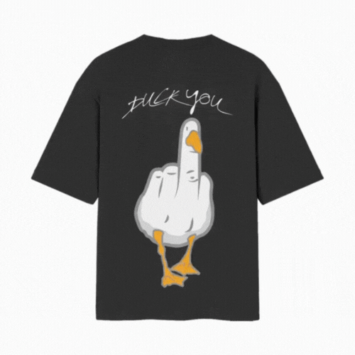 Duck You Oversized Back Printed Black Tshirt