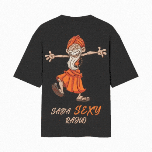Sada Sexy Raho (Hinglish Saint Tee) Back Printed Oversized Black Tshirt
