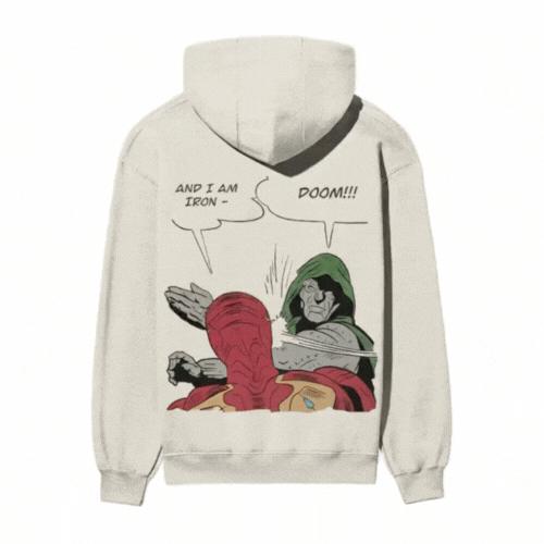 Iron Doom: The Multiverse Roast | Ironman & Dr. Doom Front Back Printed Hooded Sweatshirt