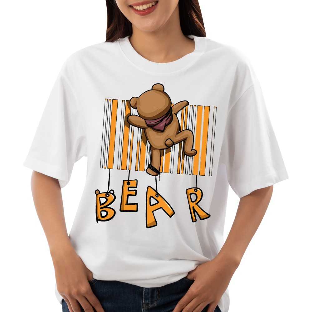 Theif Bear Crossing Bars Oolta Seedha White Printed Tshirt