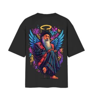 Osho Graffiti Oversized Unisex Front Back Printed Black Tshirt