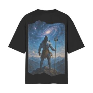 Mascular Shiv Ji Oversized Front Back Printed Black Tshirt