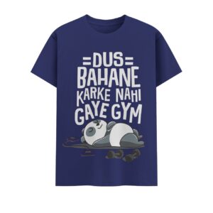 Gym Panda Funny Oversized Front Printed Unisex Blue Tshirt