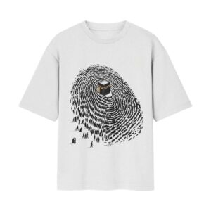 Kaäba (Kaba, Mecca Madina) Fingerprint Front Printed Oversized White Tshirt