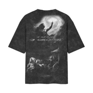 Mahabharat Krishna x Arjun Acid Wash Oversized Back Black Tshirt