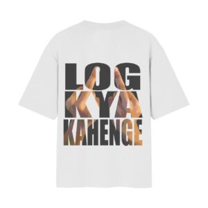 Log Kya Kahenge Back Printed White Oversized Tshirt