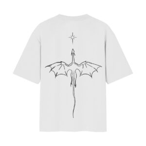 Limitless Dragon Minimal Front Back Printed Oversized White Tshirt