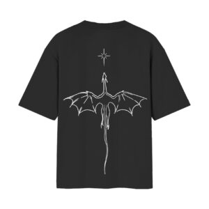 Limitless Dragon Minimal Front Back Printed Oversized Black Tshirt