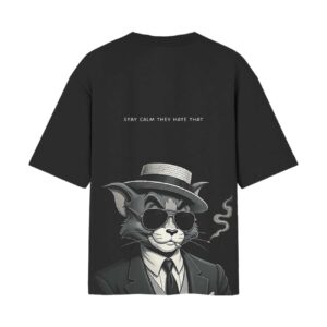 Tom Gangster Avatar Stay Calm Back Printed Black Oversized tshirt