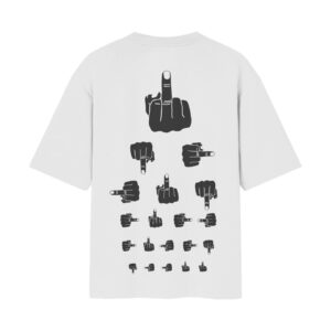 FckSight Eye Test – “Middle Finger Chart” Back Printed Oversized White Tshirt