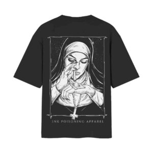 Holy Highness Nun – “Ink Poisoning” Back Printed Oversized Black Tshirt