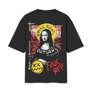 Graffiti Mona Lisa – “Modern Masterpiece” Back Printed Oversized Black Tshirt