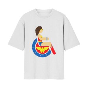 WonderWheel (Wonder Woman On Wheelchair) Wheelchair Special Front Printed White Tshirt