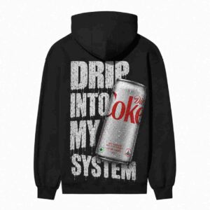 FIZZED OUT | Drip DIET COKE Into My System Front Back Printed Black Hooded Sweatshirt FIZZED OUT | Drip DIET COKE Into My System Front Back Printed Black Hooded Sweatshirt