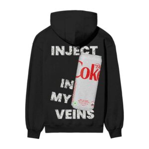 FIZZED OUT | Inject DIET COKE In My Veins Front Back Printed Black Hooded Sweatshirt