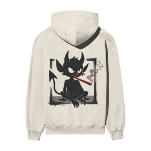 Devil Made Me Do It Front Back Printed OFF-White Hooded Sweatshirt