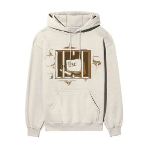 ESC Key Escaping The Matrix Front Printed OFF-White Hooded Sweatshirt