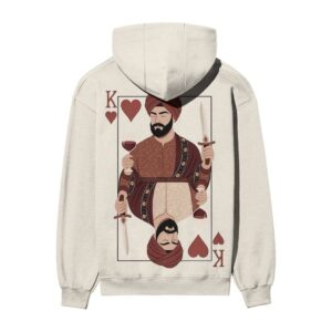 King Of Hearts Card Deck Back Printed OFF-White Hooded Sweatshirt