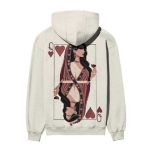Queen Of Hearts Card Deck Back Printed OFF-White Hooded Sweatshirt