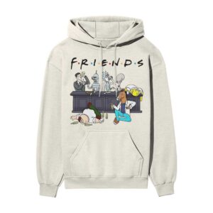 Drunk FRIENDS with Bad Habits Front Printed Oversized OFF-White Hooded Sweatshirt