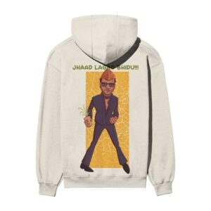 JHAAD LAGAO BHIDU!! | Jackie Shroff Special Funny Animation Front Back Printed OFF-White Hooded Sweatshirt