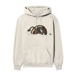 OREO Swimming in Milk Front Printed Oversized OFF-White Hooded Sweatshirt