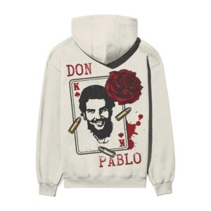 Don Pablo Cocaine Cartel King Front Back Printed OFF-White Hooded Sweatshirt