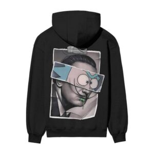 Dali-rium Ft. Salvador Dalí x Morty Front Back Printed Oversized Black Hooded Sweatshirt