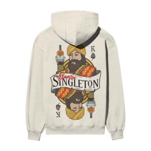 Munda Simpleton Daaru Singleton Whiskey – King Card Front Back Printed Oversized Black Hooded Sweatshirt