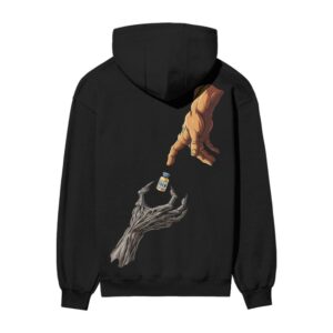Devil Handling Tren To Human For Gym Back Printed Oversized Black Hooded Sweatshirt