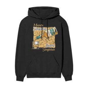 Munda Simpleton Daaru Singleton Whiskey – Bottle With Glass Front Printed Oversized Hooded Sweatshirt
