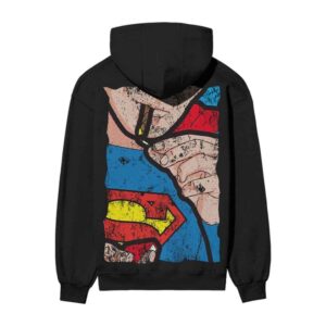 Super High x Superman Comic Parody Front Back Printed Hooded Sweatshirt