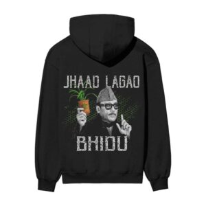 JHAAD LAGAO BHIDU!! | Jackie Shroff Special Front Back Printed Black Hooded Sweatshirt