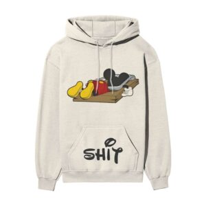 Disney Shit – Mickey Mouse Stuck In Trap Front Printed OFF-White Hooded Sweatshirt