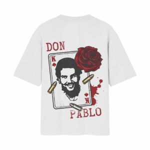 Don Pablo Cocaine Cartel King Front Back Printed White Tshirt