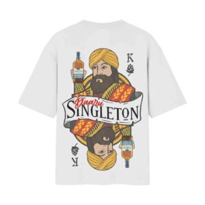 Munda Simpleton Daaru Singleton Whiskey – King Card Front Back Printed Oversized White Tshirt