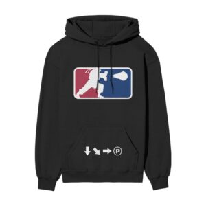 Hadouken League – Street Fighter x NBA Front Pocket Printed Black Hooded Sweatshirt