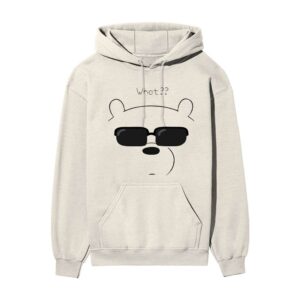 Bear With It | Quirky Teddy Shades Front Printed OFF-White Hooded Sweatshirt