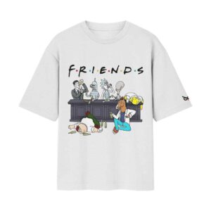 Drunk FRIENDS with Bad Habits Front Printed Oversized White Tshirt