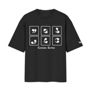 Comma Sutra – The Grammar of Desire Oversized Front Printed Tshirt