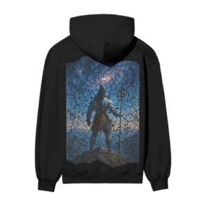 Mascular Shiv Ji Oversized Front Back Printed Black Hooded Sweatshirt