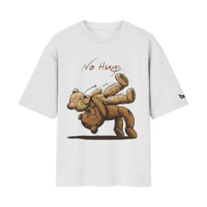 No Hugs Club – Teddy Oversized Front Printed OFF-White Tshirt