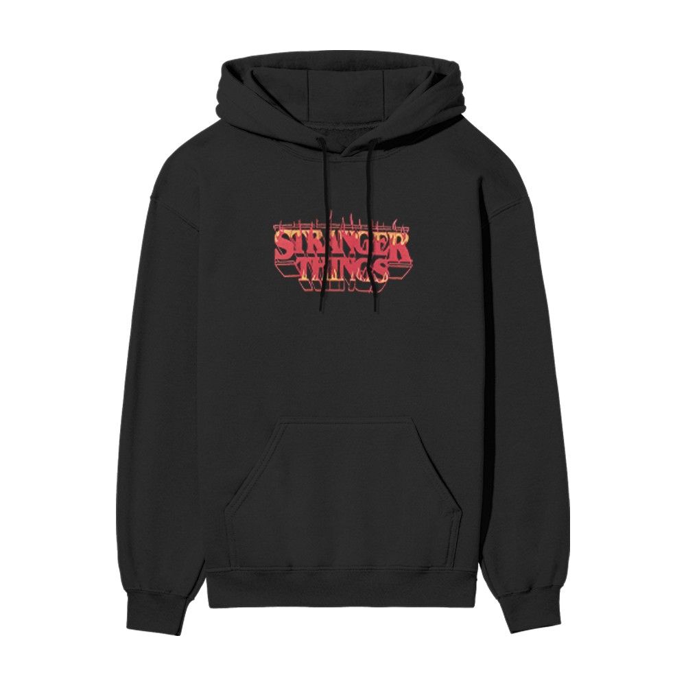 Stranger Things - Hellfire Hawkins High Club Oversized Front Back Printed Black Hooded Sweatshirt - Image 3