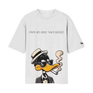 Papa Ko Aise Nahi Bolte – Donald Duck Gangster | Maheep Singh Comedy Collection | Oversized Front Print White Tshirt