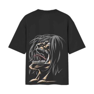 Eren Yeager Minimal – Attack On Titans | Anime Edition | Oversized Back Printed Black Tshirt