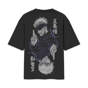 Satoru Gojo King Card – Jujutsu kaisen | Anime Edition | Oversized Back Print Black Tshirt