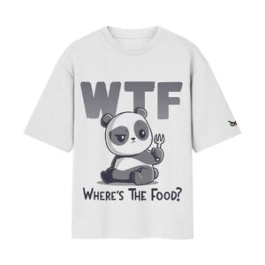 WTF Panda – Where’s The Food Hungry Panda Oversized Front Print White Tshirt