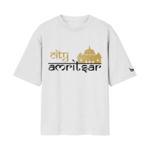The Golden City State Of Mind – Amritsar City Oversized Front Print White T-Shirt