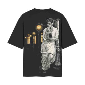 Soulful Devdas Bollywoof Vibe Unlocked Oversized Back Print Black T-Shirt